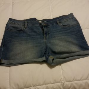 Roll-Cuffed Blue Jean Shorts